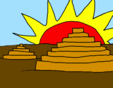 Disegno Tempi Maya  pitturato su il grande sole
