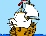 Disegno Barca  pitturato su manuel