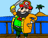 Disegno Pirata a bordo  pitturato su ciccio
