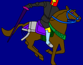 Disegno Cavaliere a cavallo IV pitturato su ALESSIO