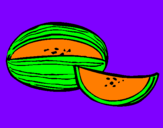Disegno Melone  pitturato su vittoria fiocca