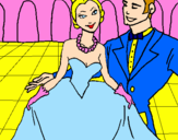 Disegno Principessa e principe al ballo  pitturato su  brigitta 8 anni  