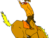 Disegno Cowboy a cavallo  pitturato su Pietro