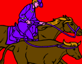 Disegno Cowboy e mucca  pitturato su deinonycus
