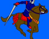Disegno Cavaliere a cavallo IV pitturato su salvo