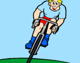 Disegno Ciclista con il berretto  pitturato su mattia f.p. 9