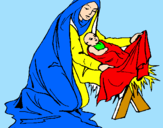 Disegno Nascita di Gesù Bambino pitturato su matilde occhilupo