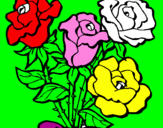 Disegno Mazzo di rose  pitturato su cespuglio di fiori