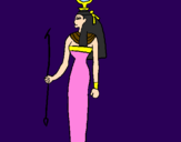 Disegno Hathor pitturato su ilaria