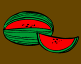 Disegno Melone  pitturato su katryn