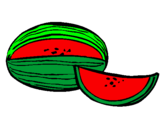 Disegno Melone  pitturato su nina