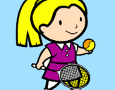 Disegno Ragazza che gioca a tennis  pitturato su FEDE