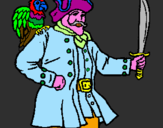 Disegno Pirata con il pappagallo  pitturato su jacopo