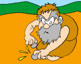 Disegno Uomo del Paleolitico che accende il fuoco  pitturato su turtwig