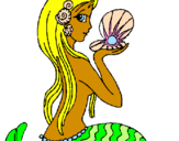 Disegno Sirena e perla  pitturato su lucia
