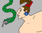 Disegno Serpente e guerriero pitturato su mavimavimavi