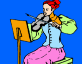 Disegno Dama violinista  pitturato su giorgia