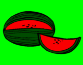 Disegno Melone  pitturato su owen
