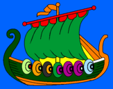 Disegno Barca vikinga  pitturato su gabriele