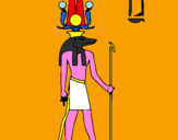 Disegno Sobek pitturato su sara