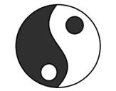 Disegno Yin e yang pitturato su viola,.