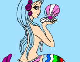 Disegno Sirena e perla  pitturato su flavia balis