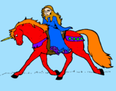 Disegno Principessa a cavallo di unicorno  pitturato su silvestro