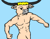 Disegno Testa di bufalo  pitturato su silvestro