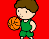 Disegno Giocatore di pallacanestro  pitturato su Alessia.
