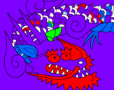 Disegno Drago giapponese II pitturato su Mostro in video
