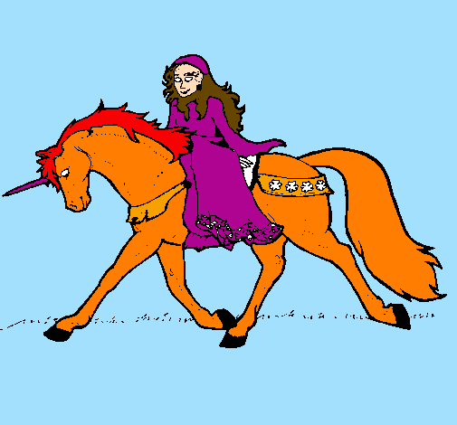 Principessa a cavallo di unicorno 