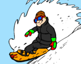 Disegno Discesa in snowboard  pitturato su giorgio