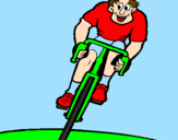 Disegno Ciclista con il berretto  pitturato su riccardo