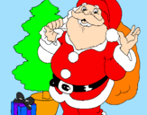 Disegno Babbo Natale con lalbero di Natale pitturato su niko