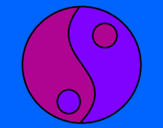 Disegno Yin e yang pitturato su selene