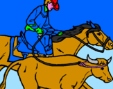Disegno Cowboy e mucca  pitturato su lorenzo