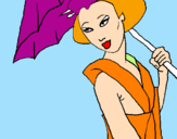 Disegno Geisha con parasole pitturato su Clarissa