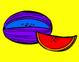 Disegno Melone  pitturato su fabio