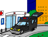 Disegno Ambulanza nell'ospedale  pitturato su simone tagliabue