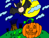Disegno Halloween paesaggio pitturato su alice