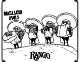 Disegno Mariachi Owls pitturato su liam