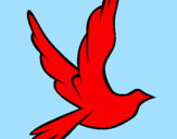 Disegno Colomba della pace in volo pitturato su fabio