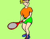 Disegno Ragazza che gioca a tennis  pitturato su giada 23