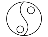 Disegno Yin e yang pitturato su mattia