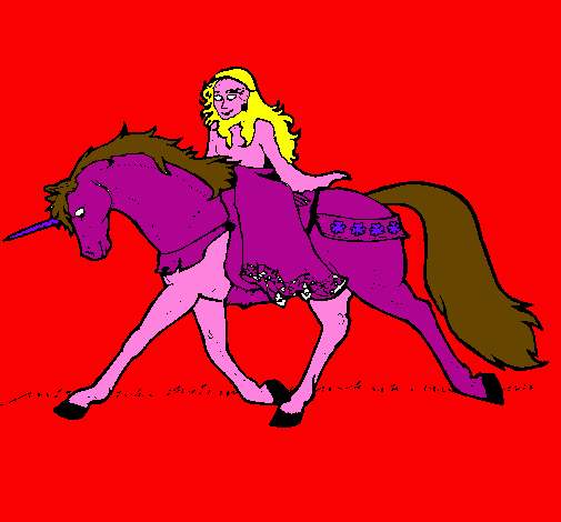Principessa a cavallo di unicorno 