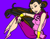 Disegno Principessa ninja  pitturato su angelica