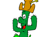 Disegno Cactus con il cappello  pitturato su thomas1