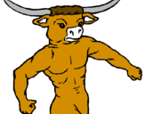 Disegno Testa di bufalo  pitturato su ollop