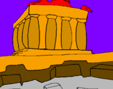 Disegno Partenone pitturato su davide