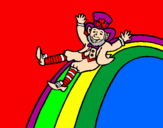 Disegno Folletto nell'arcobaleno  pitturato su attia M